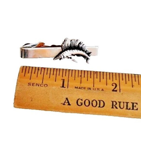 50s 60s Vintage Swordfish Tie Clip, Silver Tone Metal - Picture 2 of 3